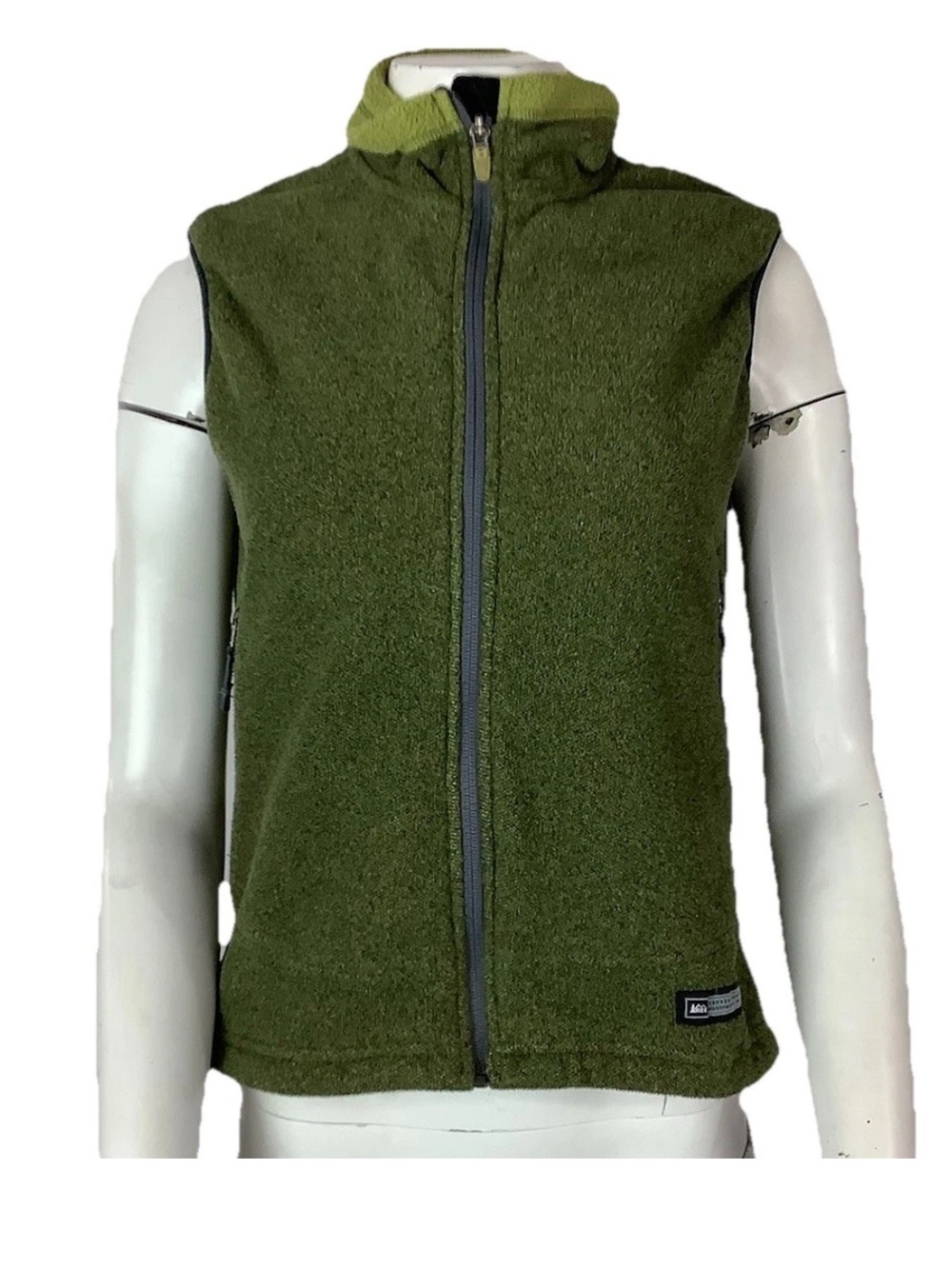 Rei Womens Sz M Full Zip Fleece Outdoor Hiking Gorpcore Sleeveless Vest Green